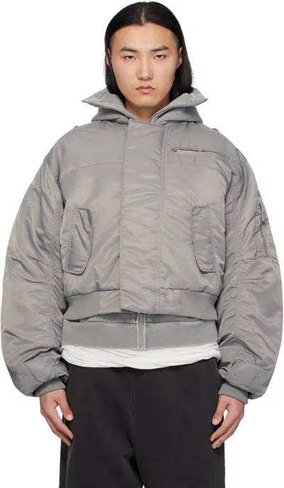 Entire Studios Gray A-2 Bomber Jacket In Tin