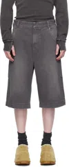 Entire Studios Dark Grey Denim Bermuda Shorts In Stonelight