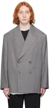 Entire Studios Gray Double Breasted Blazer In Ash