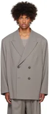 Entire Studios Gray Double Breasted Blazer In Gravel