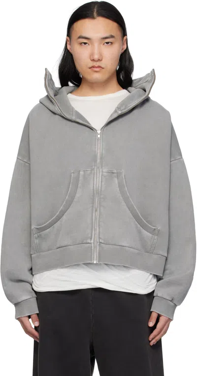 Entire Studios Gray Full Zip Hoodie In Rhino