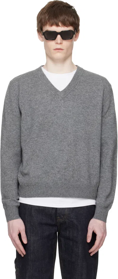 Entire Studios Gray Knit V Neck Sweater