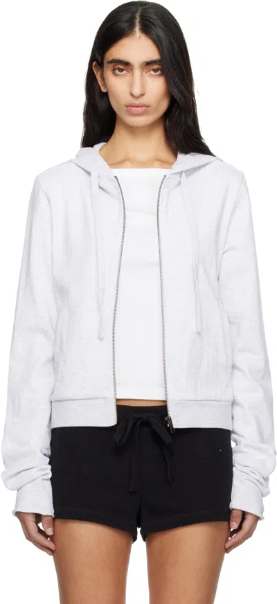 Entire Studios Gray Lightweight Cropped Zip Up Hoodie