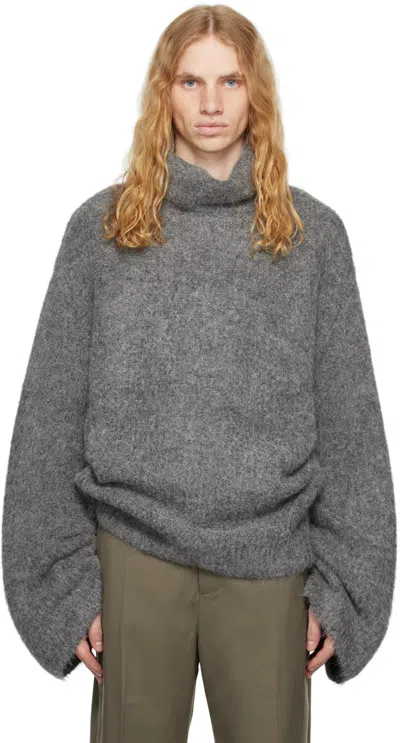 Entire Studios Gray Lute Knit Turtleneck In Grey