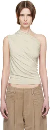 Entire Studios Pillar Ruched One-shoulder Top In Stone