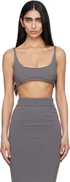 Entire Studios Knit Top Ribbed Scoop Neckline Stretch In Gray