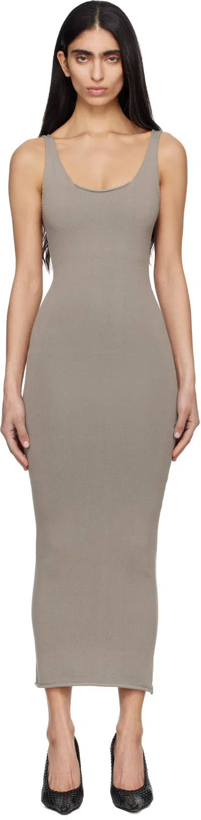 Entire Studios Gray Raw Knit Midi Dress