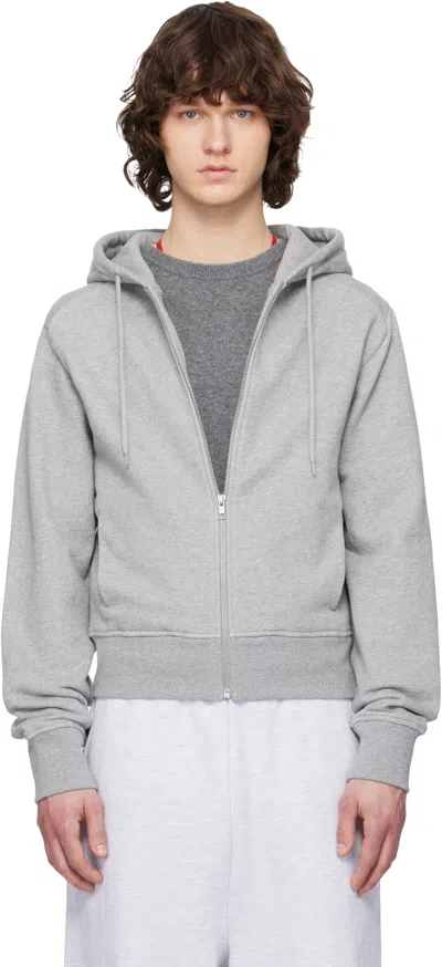 Entire Studios Gray Slim Zip Up Hoodie In Silver