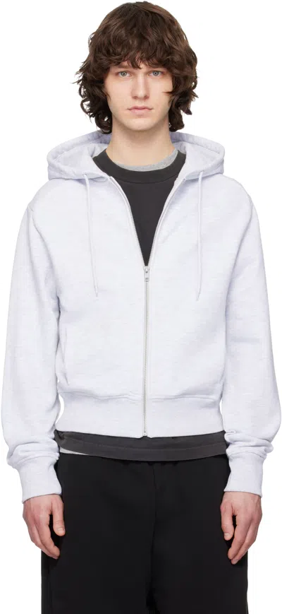 Entire Studios Gray Slim Zip Up Hoodie In White