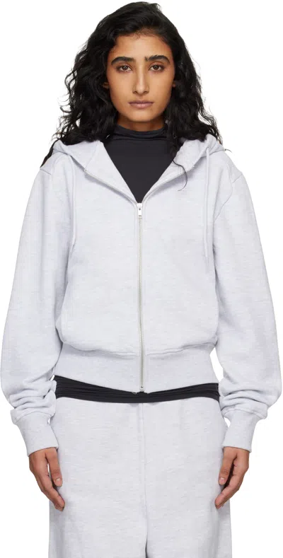 Entire Studios Gray Slim Zip Up Hoodie In White