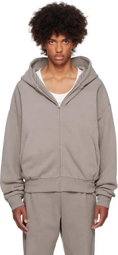 Entire Studios Gray Thermal Hoodie In Satellite