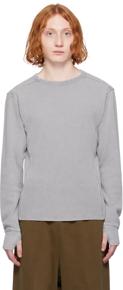 Entire Studios Gray Thermal Long Sleeve T-shirt In Rhino