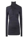 Entire Studios Turtleneck Draped Top In Black