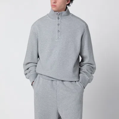 Entire Studios Grey Cotton Buttoned Sweater In Gray