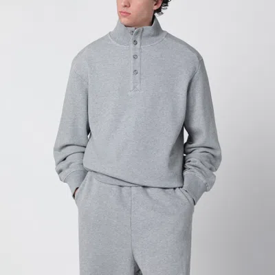 Entire Studios Grey Cotton Buttoned Sweater In Gray