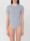 Entire Studios Grey Nylon Blend Short Sleeves Bodysuit In Gray