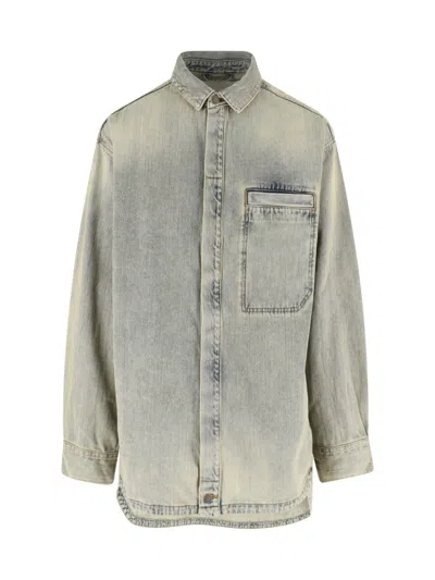 Entire Studios Grey Relaxed Washed Denim Shirt In Gray