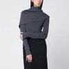 Entire Studios Asymmetric Turtleneck Sweater Cape Detail In Gray