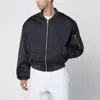 Entire Studios Grey Wool-blend Bomber Jacket With Zip In Black