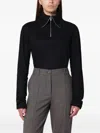 Entire Studios Wool Zip Collar Long Sleeve Top In Black