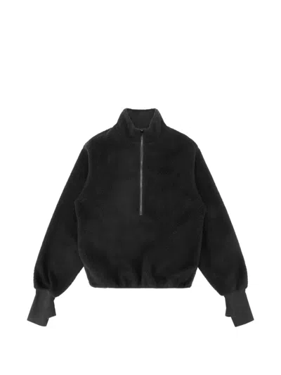 Entire Studios Half-zip Fleece Sweater In Black