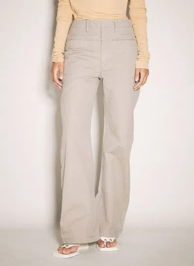 Entire Studios Cotton Flared Trousers In Grey