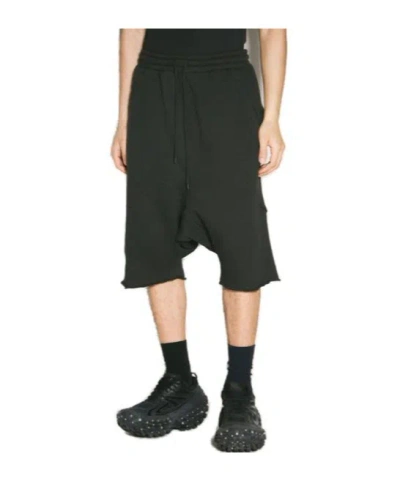 Entire Studios Heavy Drop Crotch Drawstring Shorts In Black