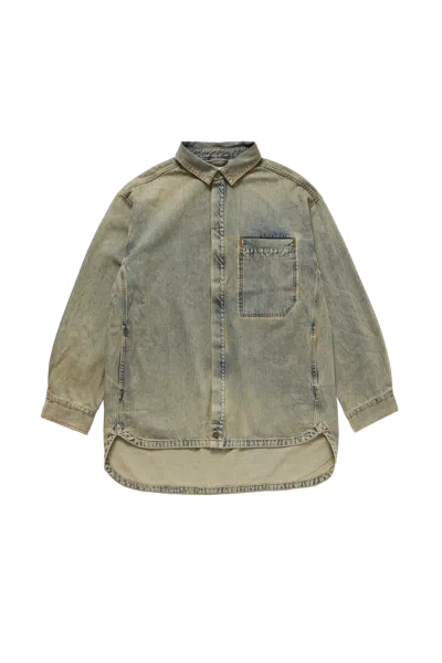 Entire Studios Herculean Denim Shirt Surface Wave In Blue