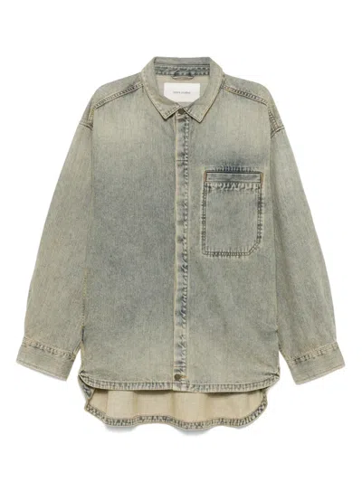 Entire Studios Camicia In Denim Herculean Surface Wave In Gray