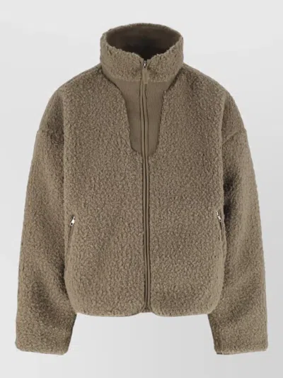 Entire Studios High Collar Coat Side Pockets Textured In Brown