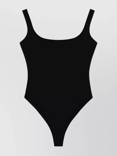 Entire Studios High-cut Leg Scoop Back Sleeveless Bodysuit In Black