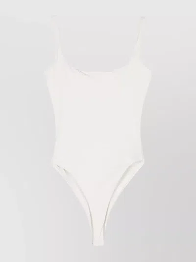 Entire Studios High-cut Leg Scoop Neck Bodysuit In White