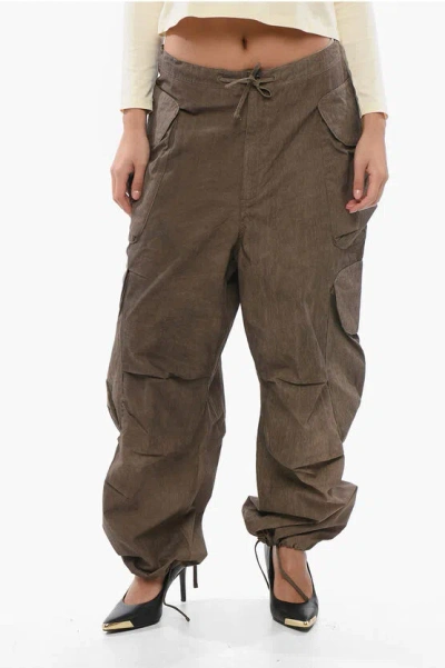 Entire Studios High-waist Cotton And Nylon Gocar Cargo Pants In Brown