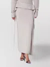 Entire Studios High Waist Long Wool Skirt With Slit In Gray