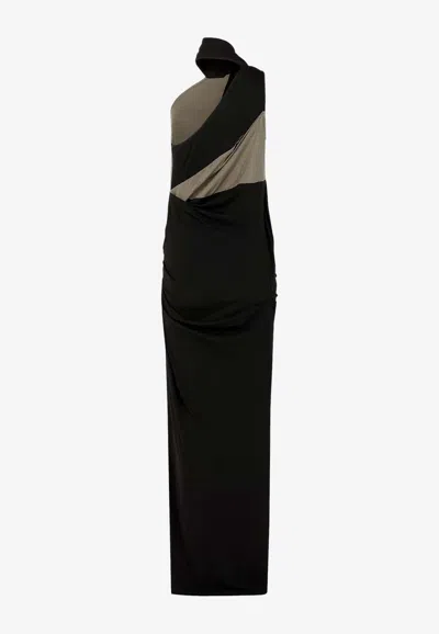 Entire Studios High-neck Draped Dress In Black