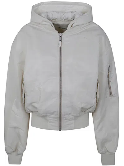 Entire Studios Hooded Broad Bomber In Ivory