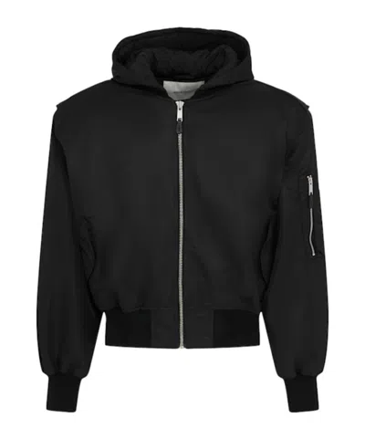 Entire Studios Hooded Broad Bomber Jacket In Black