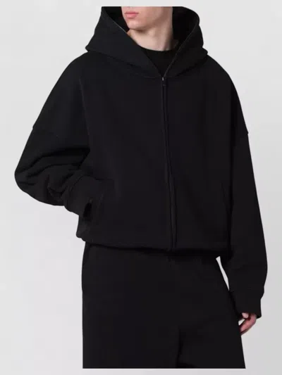 Entire Studios Hooded Knit Sweater Long Sleeves Pockets In Black