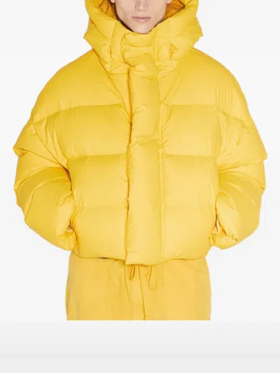Entire Studios Hooded Puffer Jacket In Yellow