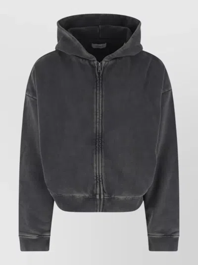 Entire Studios Hooded Sweatshirt Ribbed Cuffs Hem Pockets In Gray