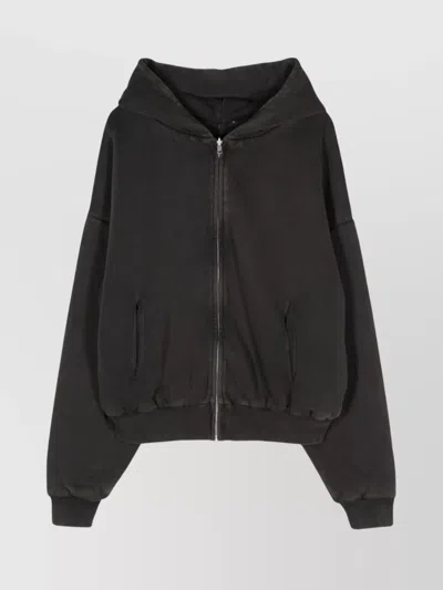 Entire Studios Hooded Thermal Sweater Side Pockets In Black