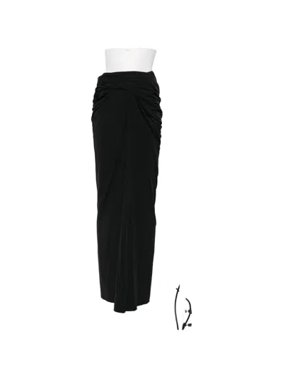 Entire Studios Interlock Ruched Draped Maxi Skirt In Black