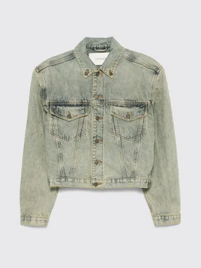 Entire Studios Blue Shrunken Denim Jacket In Surfacewave