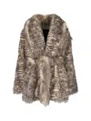 Entire Studios Juno Faux Fur Coat With Belt In Gray