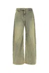 Entire Studios Pantalone In Denim Dem Surface Wave In Green