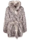 Entire Studios Womens Natural Juno Belted Faux-fur Coat In Gray
