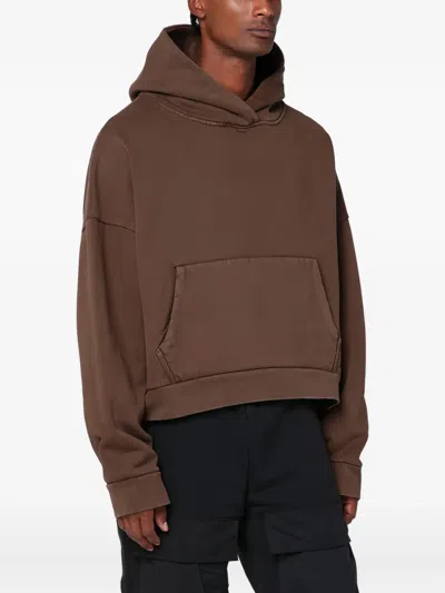 Entire Studios Heavy Hood Washed Cotton Hoodie In Brown