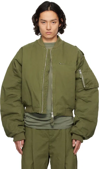 Entire Studios Khaki A-4 Bomber Jacket In Army