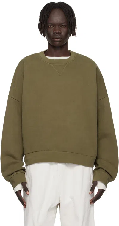 Entire Studios Khaki Box Crew Sweatshirt In Green
