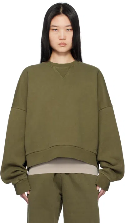 Entire Studios Khaki Box Crew Sweatshirt In Military